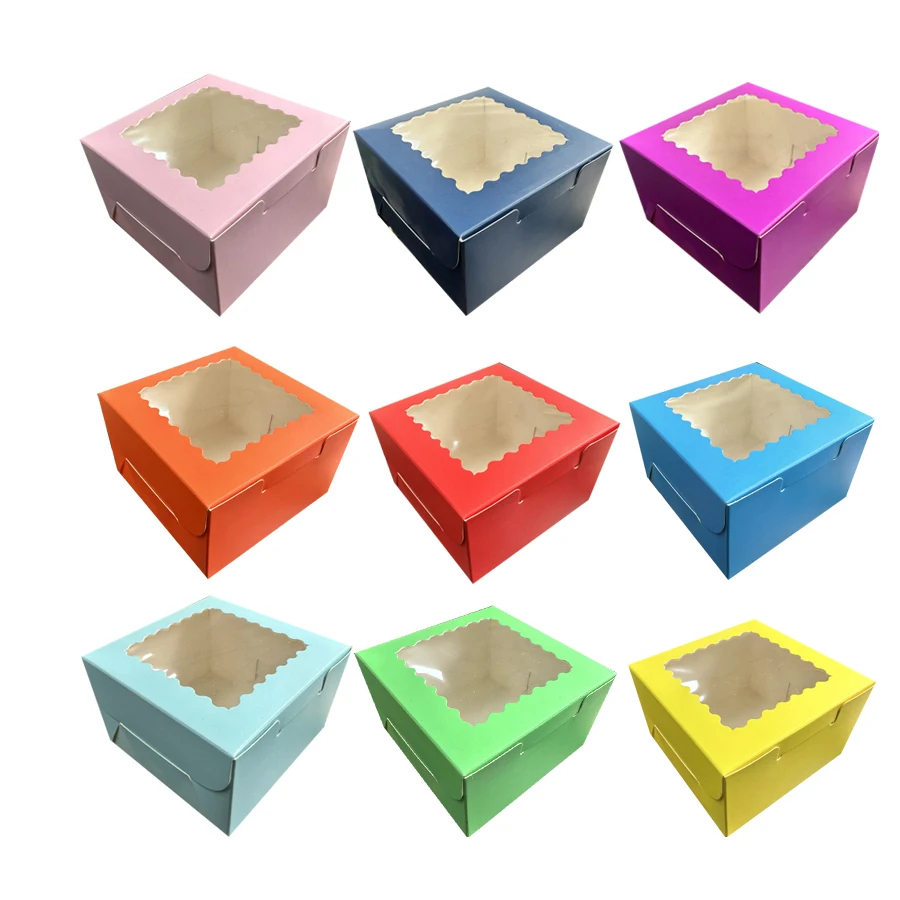 20PCS 10x10x6cm 4×4×2.5 inch Cake Boxes with Window Bakery Boxes Pastry ...