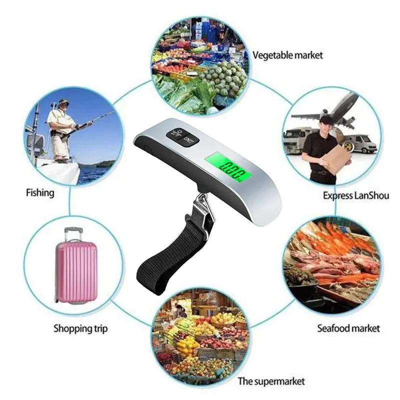 Portable Digital Luggage Scale LCD Display 110lb/50kg Handheld Hanging Travel  Baggage Electronic Scale Suitcase Weight Scales - AliExpress