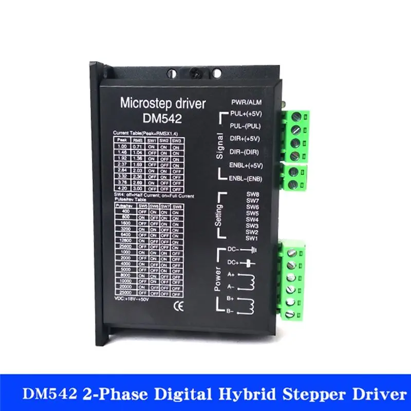 AEE3-DM542 마이크로스텝 드라이버 모터 드라이버 스테퍼 모터 컨트롤러 2상 20-50V DC 최대 4.2A 17, 23 스테퍼 모터용