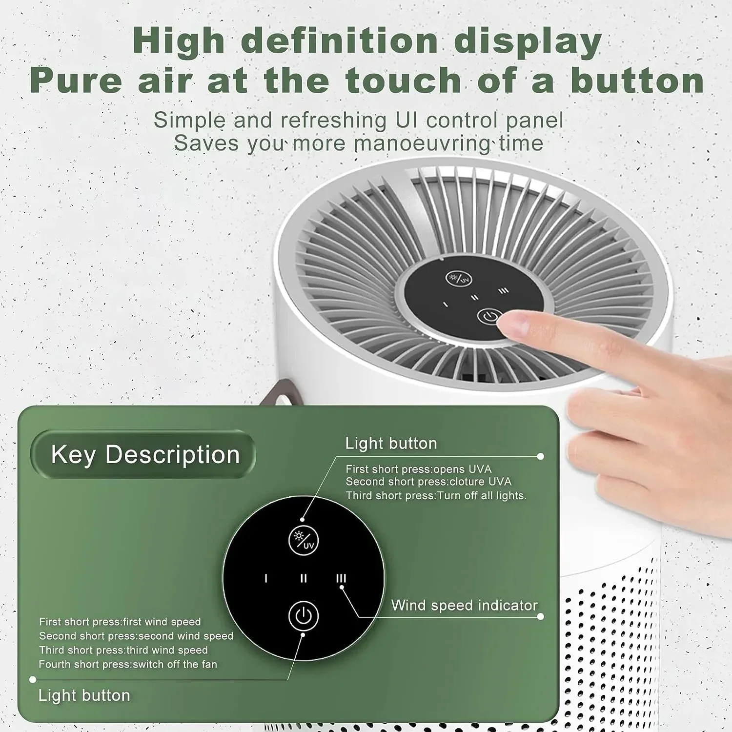 Multifunctional Desktop Air Purifier Remove Formaldehyde H13 HEPA Filter UVC Car Air Purifiers for Bedroom Home 3