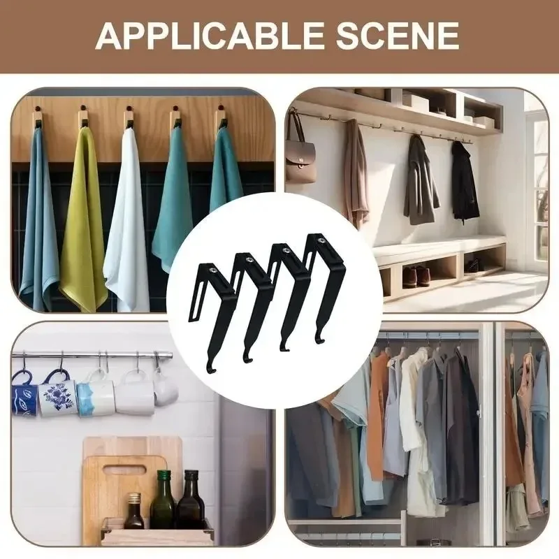 1/5PCS Adjustable Door Storage Hooks Metal Hanging Rack for Cabinet Partition Clothes Hat Towel Hanger Home Storage Organization