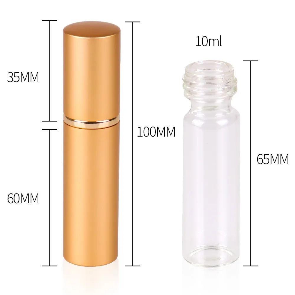 Mini 10ml Perfume Glass Bottle Empty Aluminum Refillable Perfume Bottling Perfume Atomizer Travel