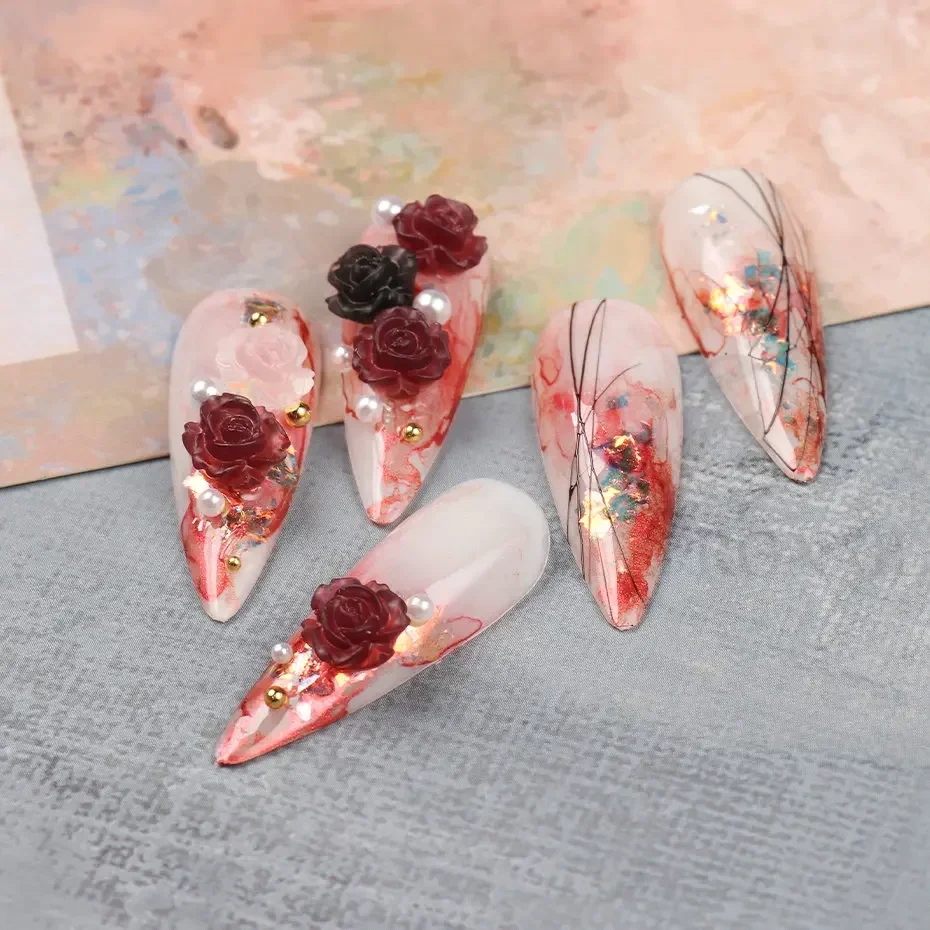 12 Gitter Matte Kamelie 3D Nail Art Dekoration Charms Acryl Blumen Dekor Rose Valentine Punk Y2K Zubehör Schmuckteile – Detail 3