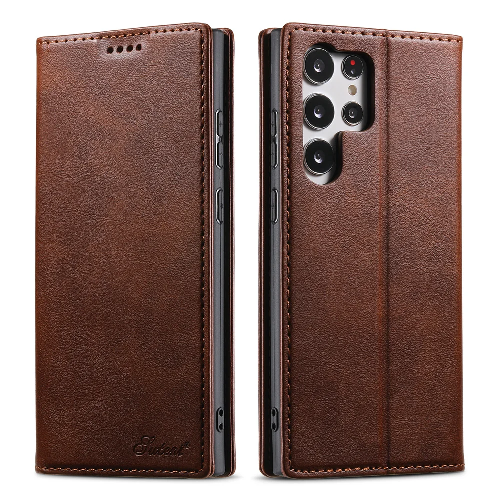 Luxury Calfskin Magnetic Flip Leather Wallet Case - Premium PU Leather