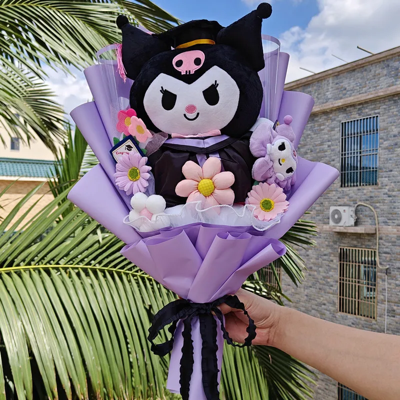 

Cartoon Sanrio Hello Kitty Bouquet My Melody Kuromi Cinnamoroll With Gradation Hat Handmade Girls Valentine'S Day Gradation Gift