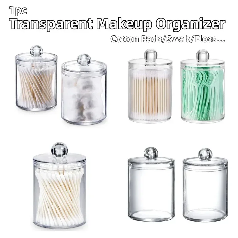 Round Cotton Pads Organizer with Lid Transparent Makeup Swab Storage Box Small Plastic Floss Case