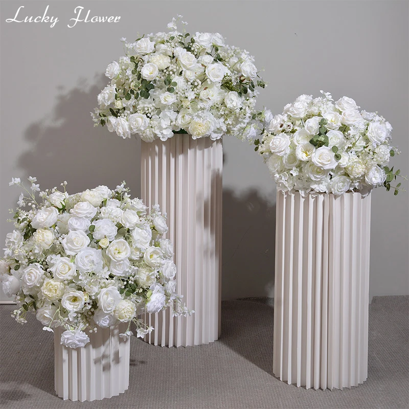 Rose Hydrange Aritificial Flower Ball Road Leading White Silk Flower Ball Wedding Decoration Table Centrepiece Deocr