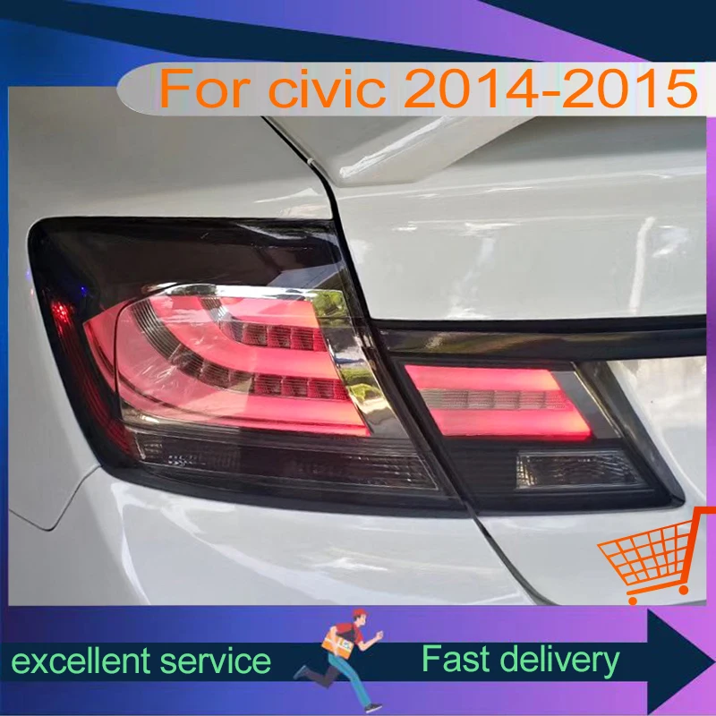 

Новые автомобильные задние фонари для Honda Civic G9.5 2014-2015, Настраиваемые задние фонари с галогенными фонарями заднего хода и указателями поворота, автомобильная сборка
