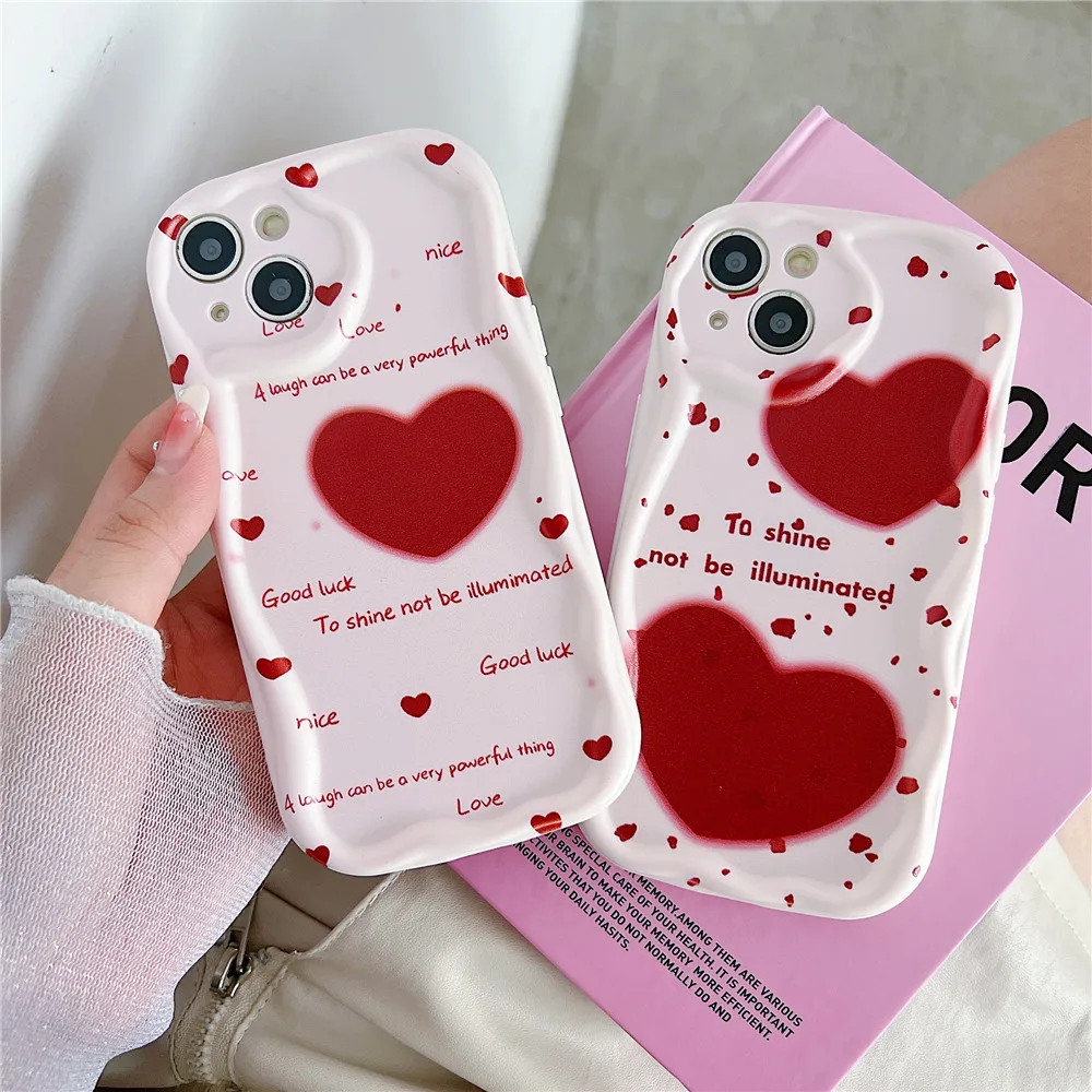 Luminous Curly Wave Heart Floral Silicone Phone Case