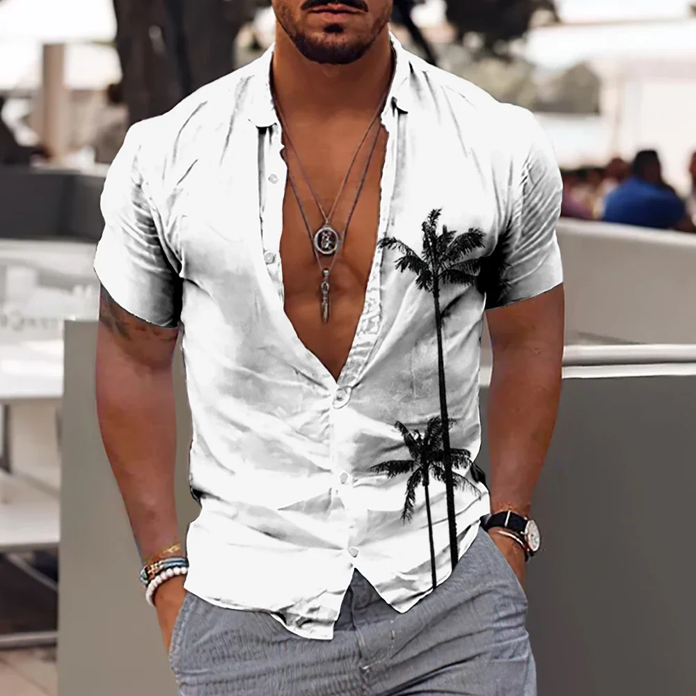 Coconut Hawaiian Shirt Men's 3d Print Casual Beach Men's Shirt Streetwear Men's Oversized Shirt Top Summer Short Sleeve