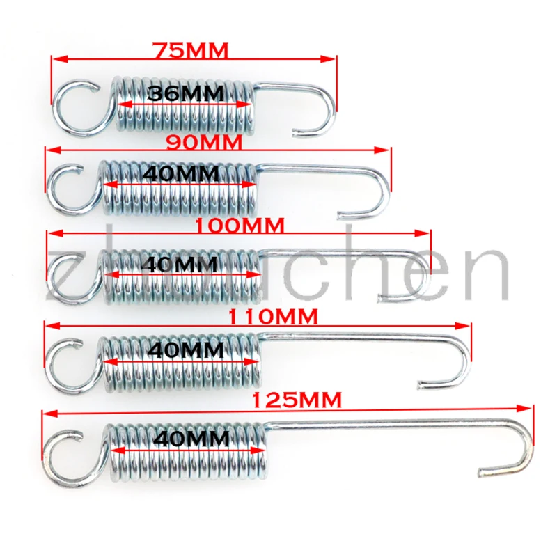 

75mm 90mm 100mm 110mm 125mm Stainless Steel Spring Cylindroid Helical Pullback Extension Tension Coil Kickstand Dirt Pit Bike