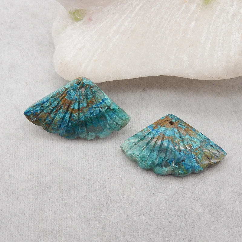 Hot Sale Natural Stone Chrysocolla Leaf Women Earrings Accessories Fashion Jewelry DIY Making Spring Summer 28x17x4mm 4.8g