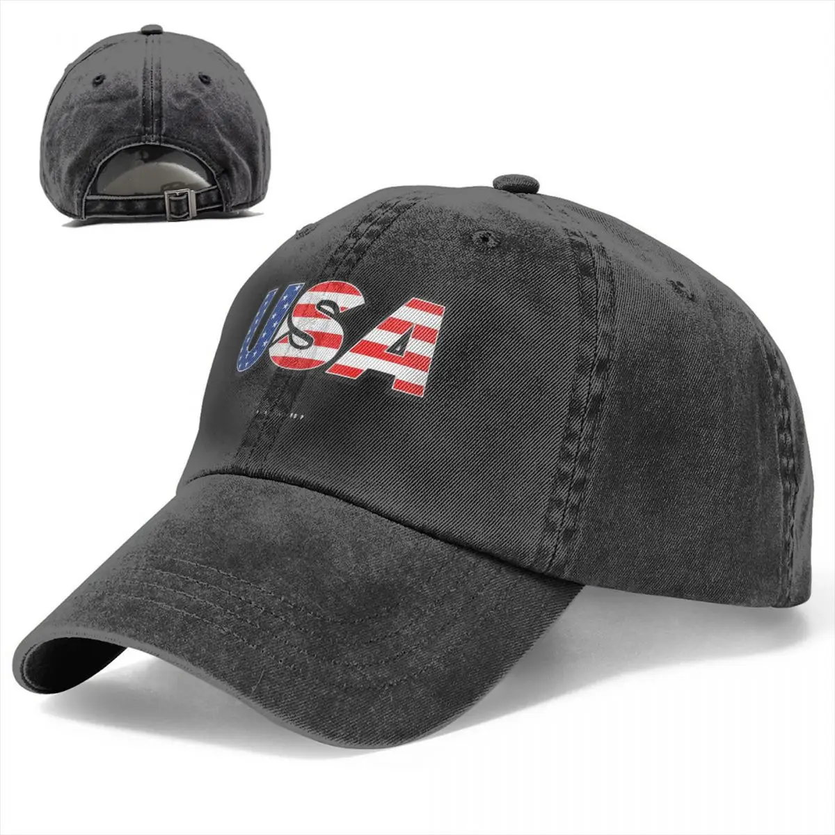 

USA Flag Denim Baseball Cap Logo Couple Casual Trucker Hat Spring Vintage Sport Adjustable Baseball Caps