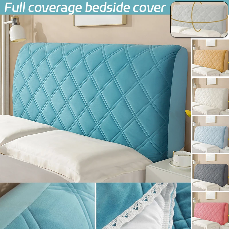 

All-inclusive Soft Quilted Head Cover Thicken Velvet Headboard Cover Nordic Home Decor Solid Color Bed Back Dust Protector Cover