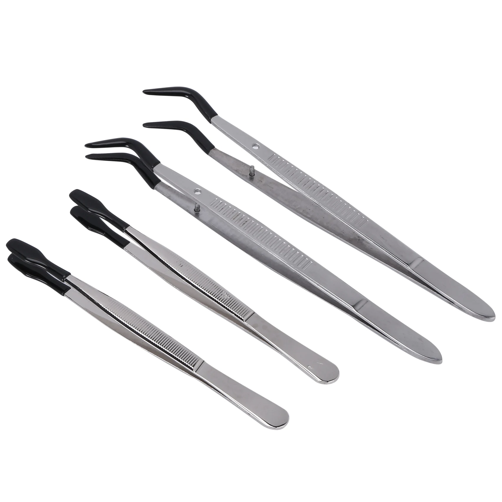 4 Pcs of Rubber Tip Tweezers Set for Craft Laboratory Industrial