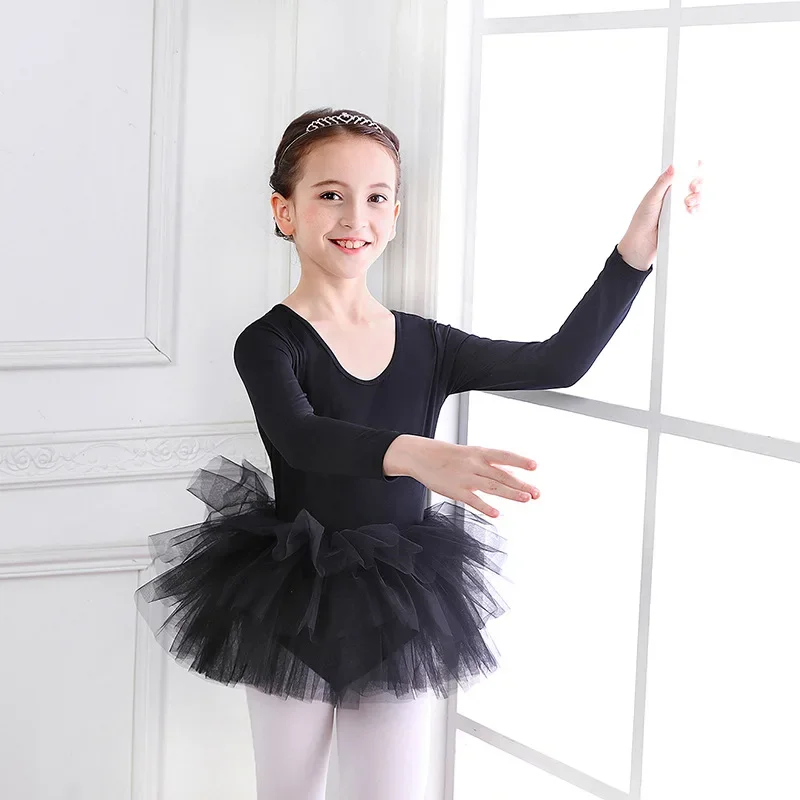 Girls Dress Princess Costume Children Dance Suit Girl Ballet Tutu Dress Fashion Kids Dancing Party Long Sleeve Vest Dress Performance Costume Princess Wedding Girl L011