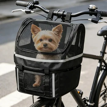 Cestino per cani da bicicletta con finestra, portaoggetti da manubrio per bici, cestino per cani di piccola taglia per il tempo libero quotidiano, pendolarismo e attività all'aperto