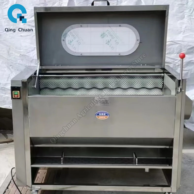 Fruit Vegetable Cleaning Peeling Machine Fully Automatic Brush Root Vegetable Carrot Ginger Potato Roller Peeler