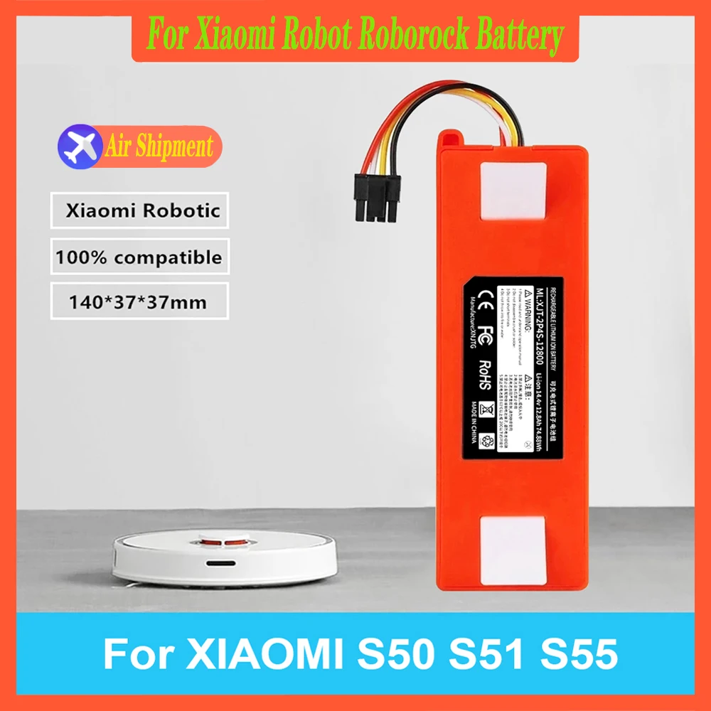 14.4V 12800mAh Robotic Vacuum Cleaner Replacement Battery For Xiao Mi Roborock S55 S60 S65 S50 S51 S5 MAX S6 Parts vacuum cleaner battery battery replacement