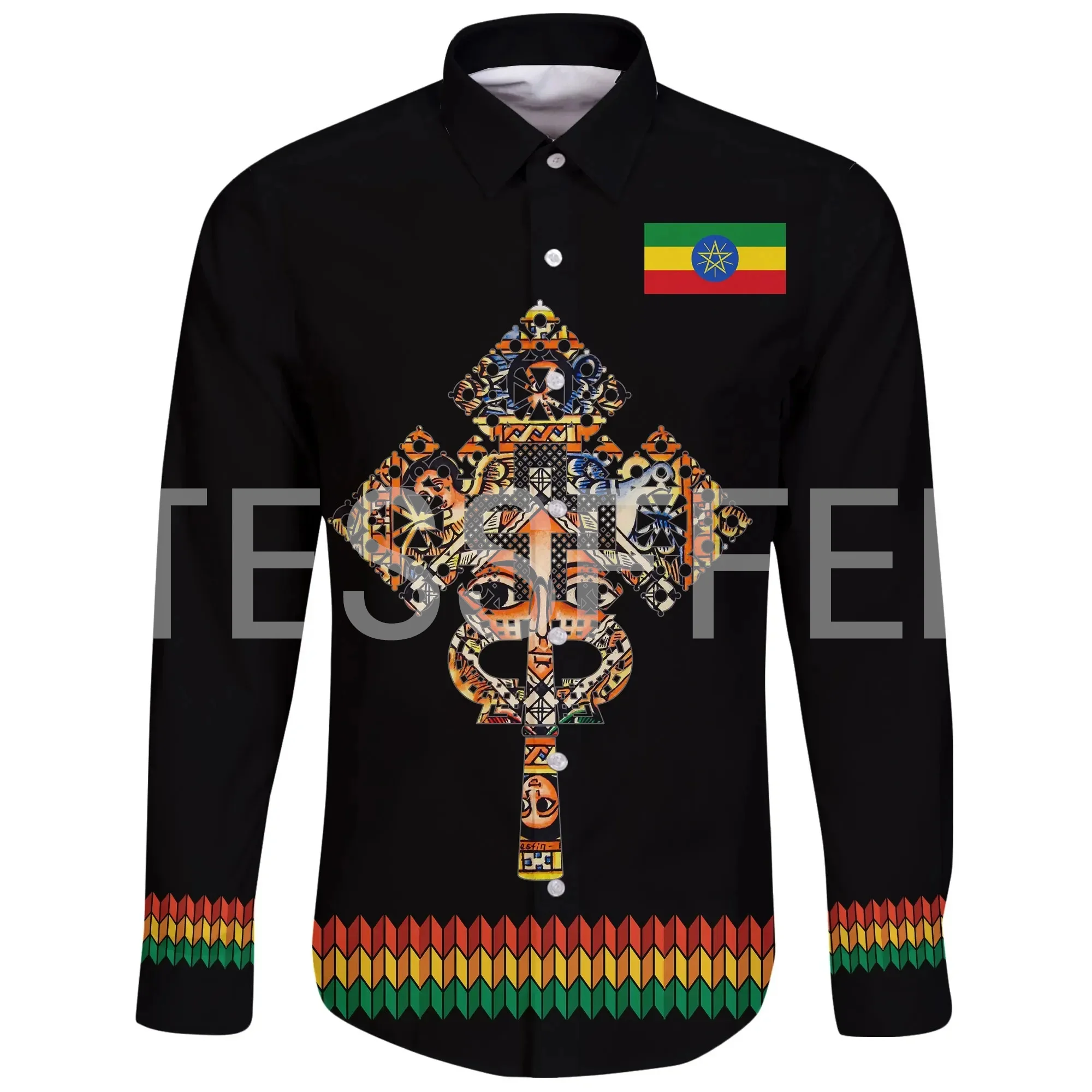 

Black History Africa Country Tigray Eritrea Ethiopia Vintage Casual Harajuku Button Collar Shirts 3DPrint Summer Long Sleeves X6