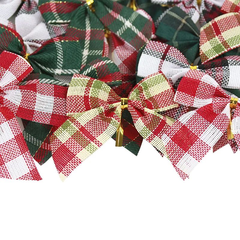 10/20Pcs Weihnachten Bögen Krawatte Dekoration Rot Grün Bogen-knoten Frohe Weihnachten Baum Dekor Anhänger Neue Jahr navidad – Detail 5