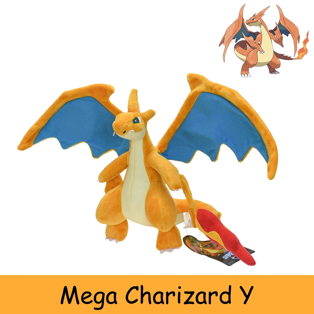 20cm Pokemon Evolution Mega Charizard Y Plush Toy Doll Pocket Monster Anime Dragon Stuffed Toy Soft Peluche Animals Gift Kids