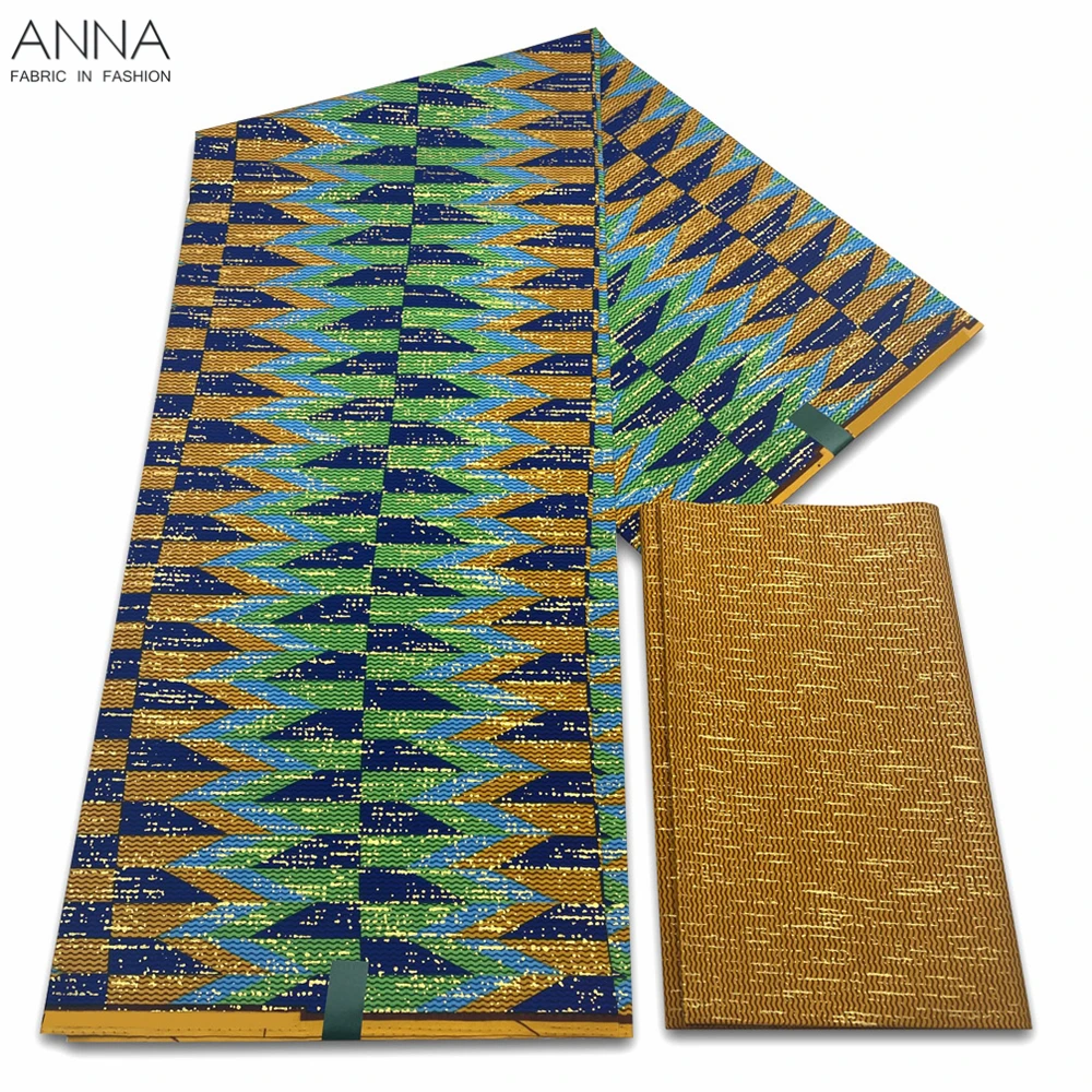 

African Golden Wax Fabric 100% Cotton Ghana Nigeria Style Pagne 2+4 Yards Sewing Material Fashion Print Ankara Fabric VLG-08