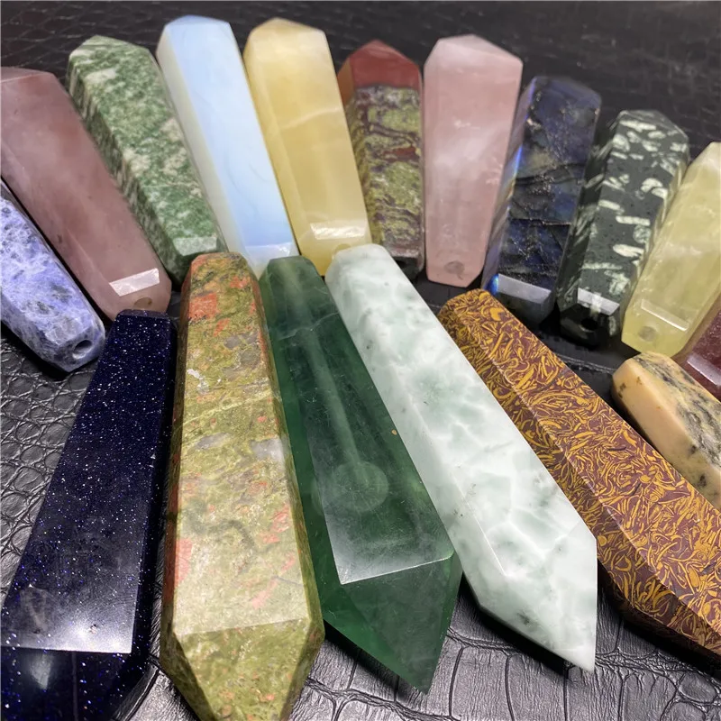 Varita Curativa Para Decoración Fengshui, Punto De Jaspe, Océano, Rosa