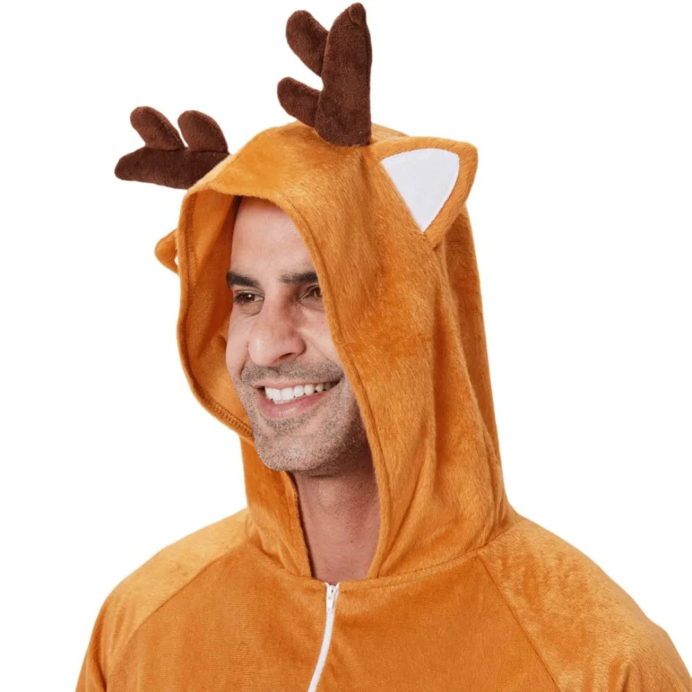 New Christmas Elk One-piece Suit Couple Men and Women Funny Party Stage Props Bar One-piece Pajamas Adult Onesie Sd342ec54c18c4499909a260313c1028bG