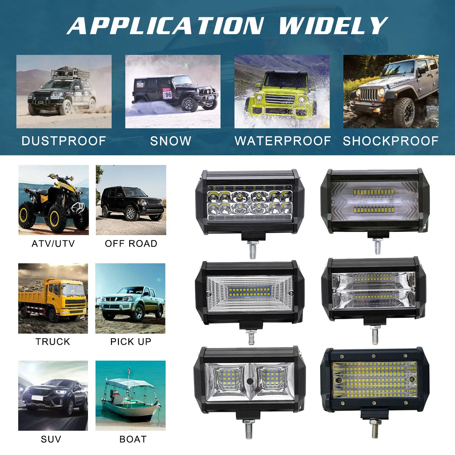 Phares LED 7 Pouces 120W - Pour 4x4, SUV, Camion, Tracteur, Bateau - 12-24V, étanche IP67, 6500K - 1 Pièce - 9