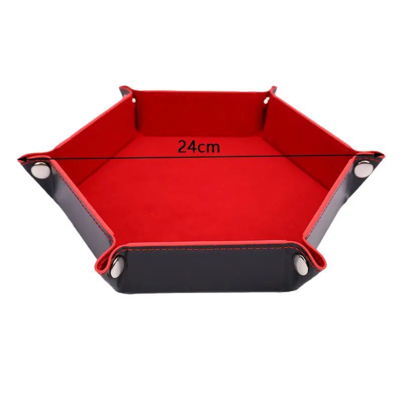 Foldable Dice Hexagonal Tray Box PU Leather Desktop Storage Box Folding Hexagon Coin Square Tray Dice Game 6 Styles