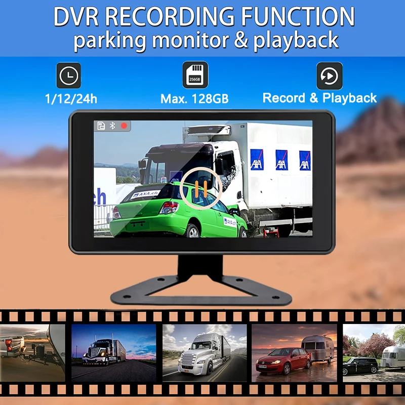 7 LCD モニター 2 X リバース カメラ リア ビュー キット 適用: バス トラック 12V/24V DC 12V-24V 防水 IP67 AL-NN-4267 AL 7 LCD モニター 2 X リバース カメラ リア ビュー キット 適用: バス