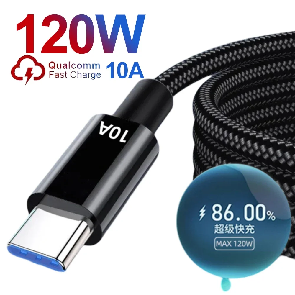 Câble USB-C Tressé Nylon 120W - Charge Rapide Et Transfert De Données 480 Mbps