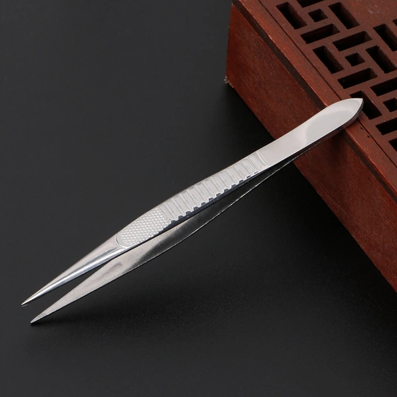 Professional Straight Fine Point Tweezers For Eyelash Extension Stainless Steel