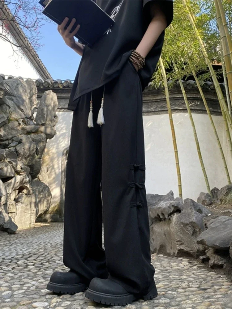 

Черные мужские костюмные брюки с широкими штанинами, мужские летние прямые брюки, роскошные дешевые корейские отзывы, дизайнерская одежда для официальных и классических мероприятий