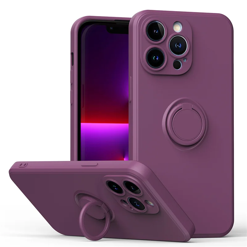 Coque téléphone magnétique en silicone avec anneau de support_voghion.com