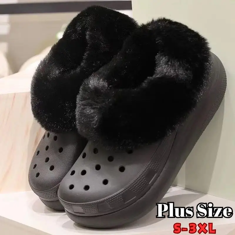 Plus Size Winter Warm Shoe Cover Clog Fur Lining Replacement Thicken Shoe Pads Clogs Slippers Plush Liner Accessories 1Pair