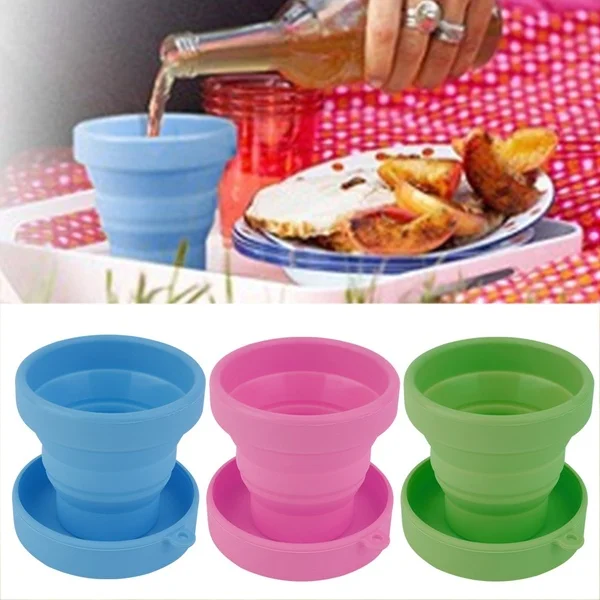 150Pcs/Lot Portable Silicone Telescopic Drinking Collapsible Folding Cup Travel Camping