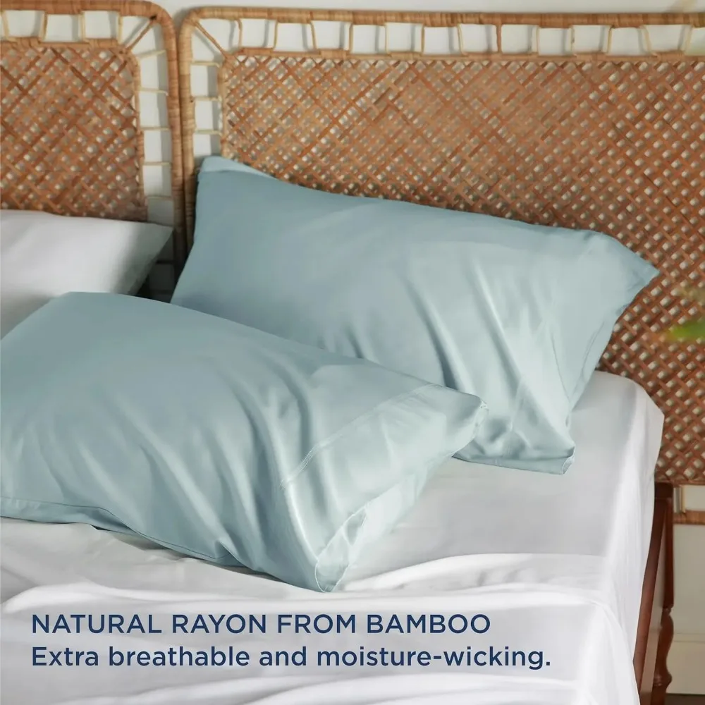 Bedsure Cooling Pillow Cases Queen - 100% Rayon Derived from Bamboo Dark Grey Pillowcase 5