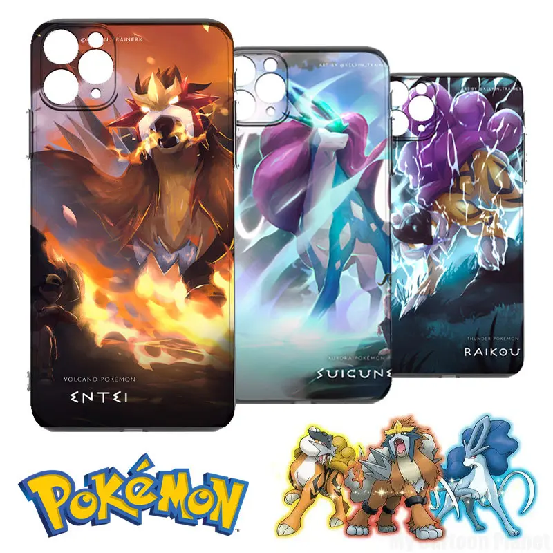 Pokemon Suicune Entei Raikou Custodia Per Telefono Per Iphone 11 12 13 14 Pro Max 7 8 Plus X Xr Xs Max Custodia Morbida In Silicone Tpu Anime Funda
