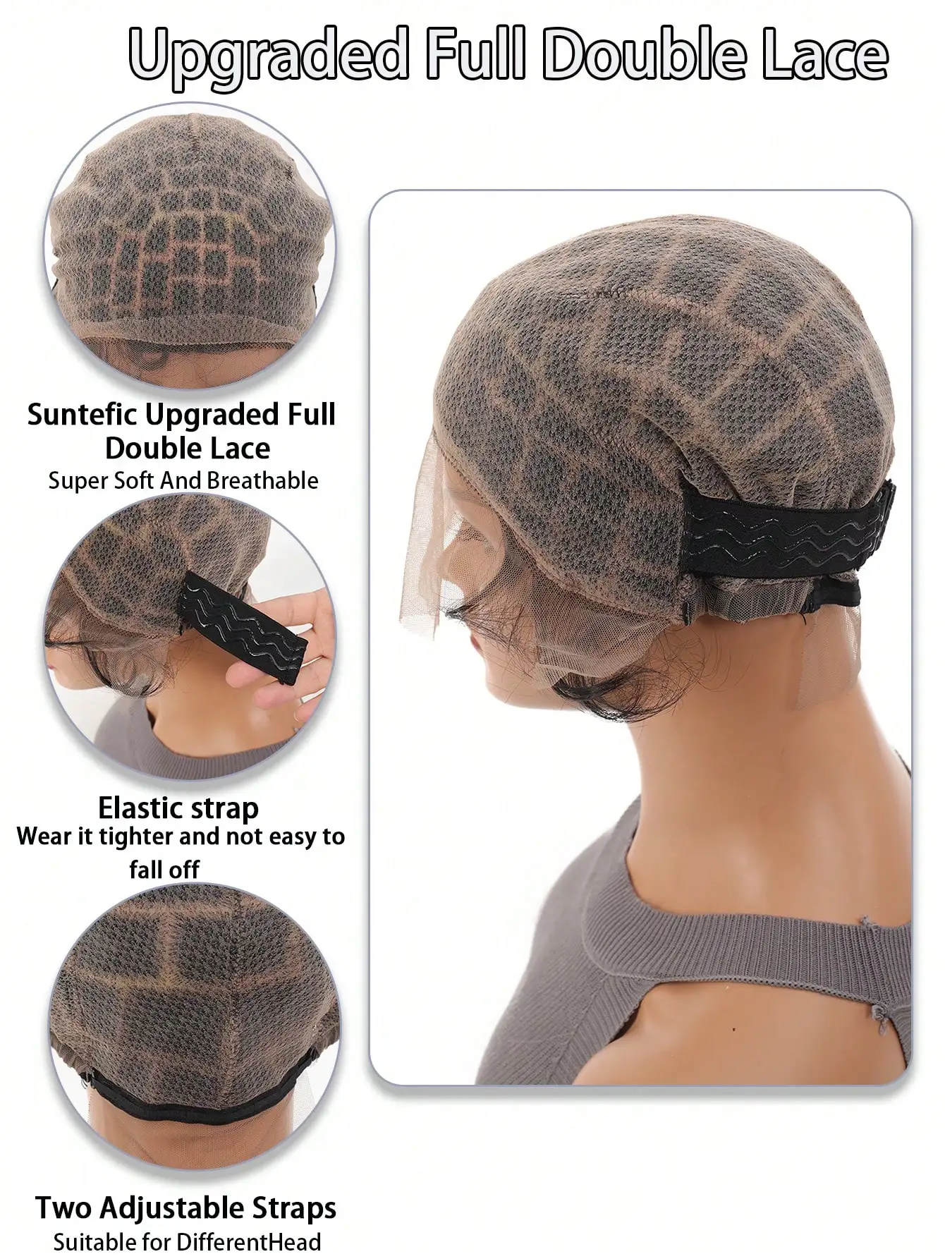 Cappello per parrucca sintetica intrecciata con capelli di bambino, cappello per parrucca all'uncinetto per trecce all'uncinetto, cappelli per parrucche in pizzo HD doppio senza colla per donna - immagine 3