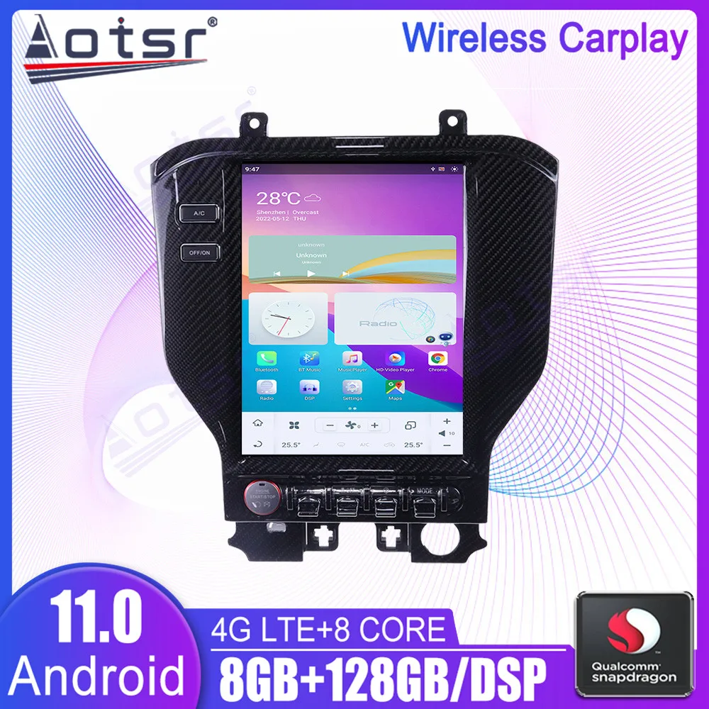 

Android 11 Car Multimedia Radio Player Stereo Receiver For Ford Mustang 2015 2016 2017 2018 2019 GPS Navi Head Unit Carbon Fiber