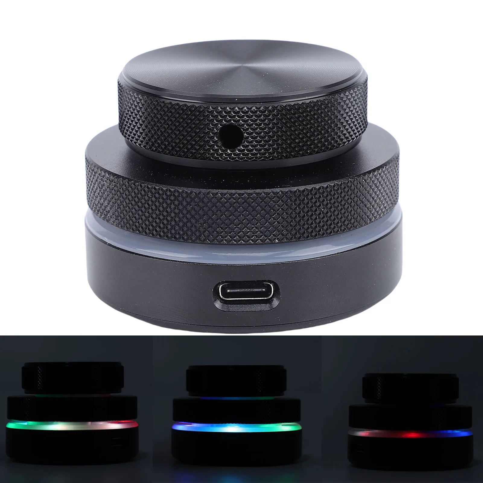RGB 조명이 있는 맞춤형 로터리 노브, 페이지 노브, 볼륨 컨트롤러, 2.4G BT USB C 유선 연결, 윈도우 지원, 블랙