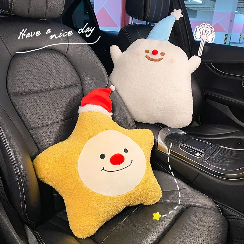 

New Plush Car Lumbar Pillow Small Ghost Pillow Car Cushion Car Christmas Gift Sofa Pentagram Doll Female Car Decoration