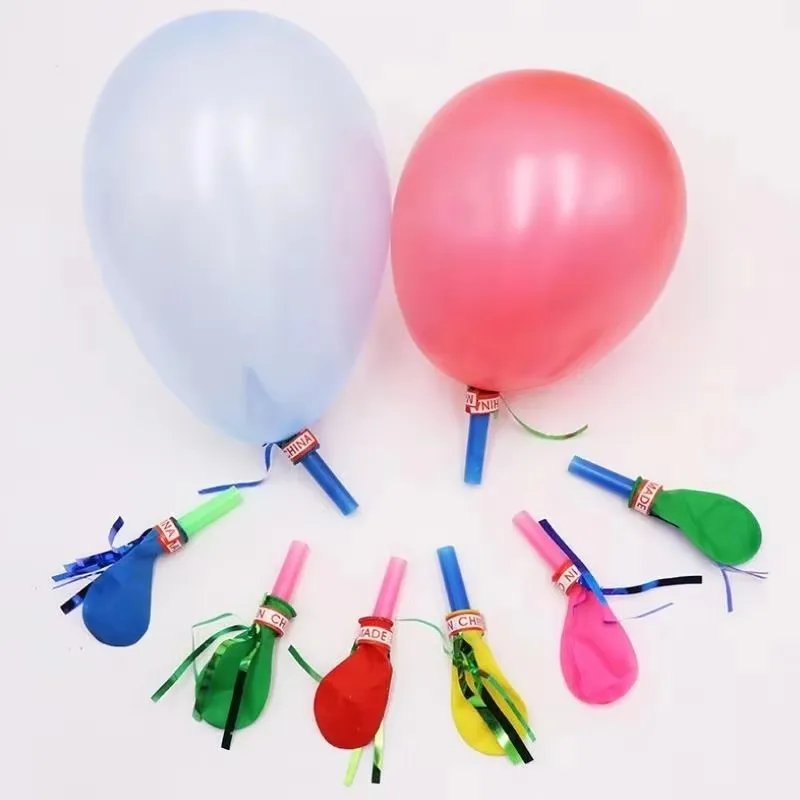 50개 재미있는 알록달록한 휘슬 풍선, 아이들 생일 파티 선물, 축제 응원 장식, 불고 있는 풍선 장난감 선물