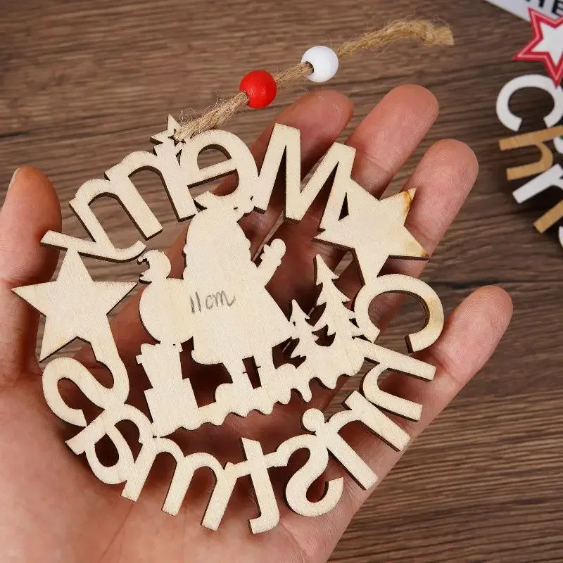 New Year Gift Santa Wooden Ornament, Christmas Wall Pendant, Xmas Tree Festive Decor For Home