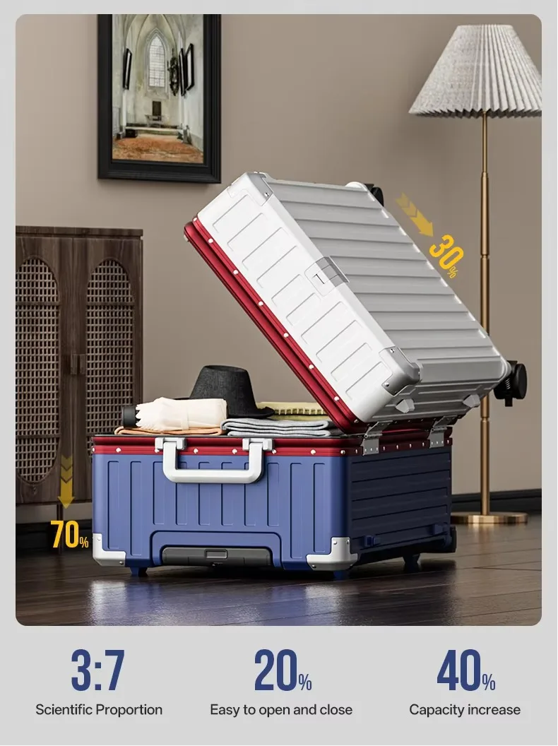 Luxus-Reisekoffer Hochwertiges Upgrade Verstärktes PC-Material Rollkoffer mit Aluminiumrahmen TSA-Schloss 20/24/26/28/30 Zoll – Detail 6