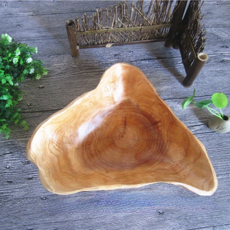 Handmade Natural Wood Fruit Tray, Wooden Bowl, Irregular Snack, Sushi Bread, Dessert, Candy Plate, Salad Trays, Home Decoration 5