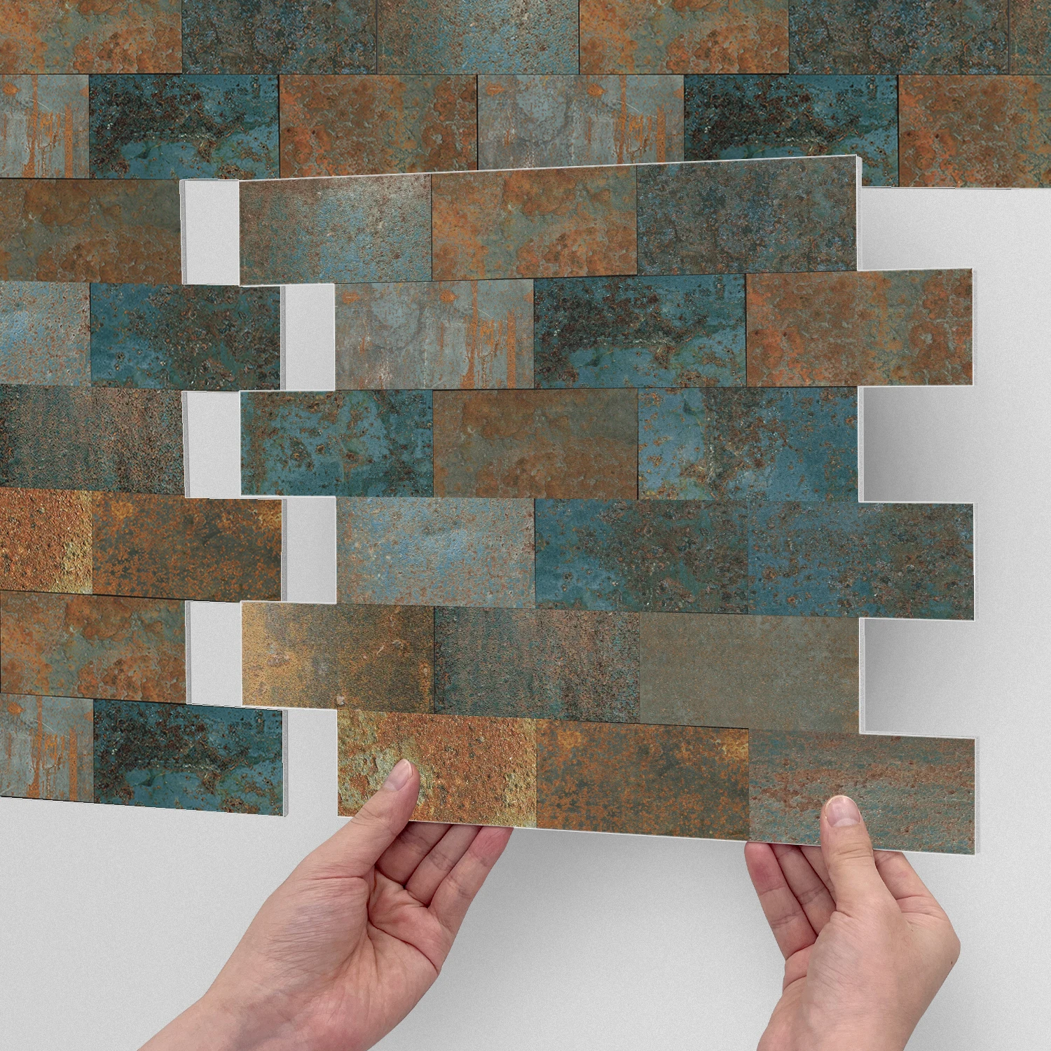 Adhesivo para azulejos de espuma esmerilada 3D con diseño de grano de piedra, autoadhesivo para cocina, baño, decoración de pared americana, papel tapiz impermeable a prueba de aceite