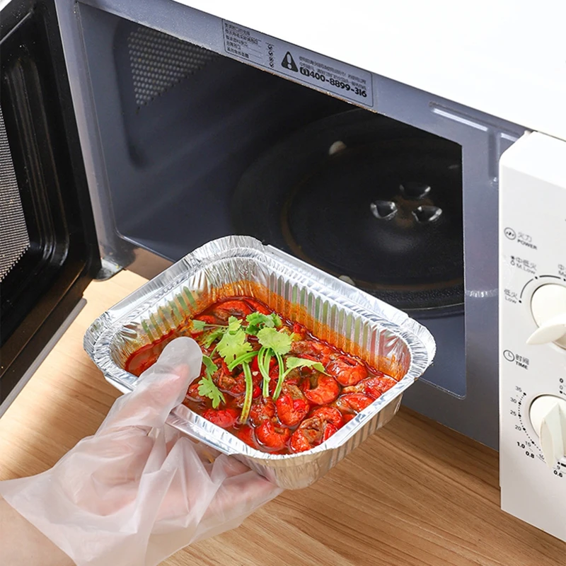 Description Picture 6 of item50PCS Aluminum Foil Tray Pan Disposable Thickened Food Container BBQ Tray Takeaway Packing Boxes for Kitchen Cooking Baking Tool